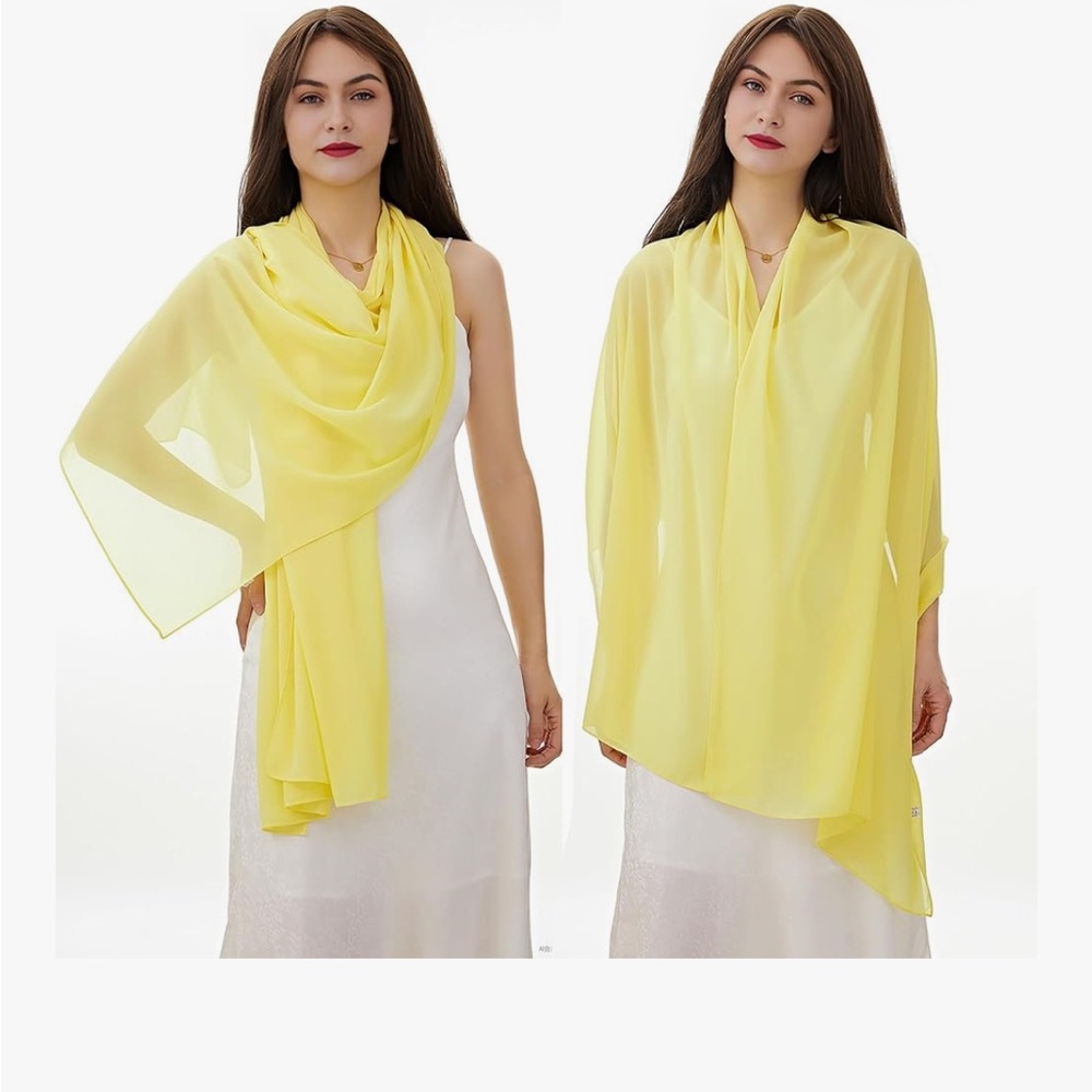 Elegant Yellow Chiffon Scarf